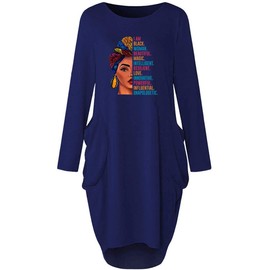 WbJetr Black Woman Beautiful Magic Loose Pocket Oversize Tunic Dress