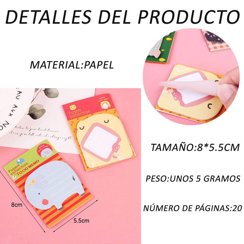 32 Pieces (640 Sheets) Animal Sticky Notes, 8 Styles Mini