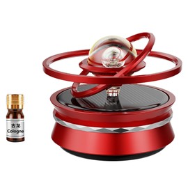 Car Aromatherapy Solar Energy Suspended Crystal Ball Rotating Car Aroma Diffuser for Ornaments Gifts Red