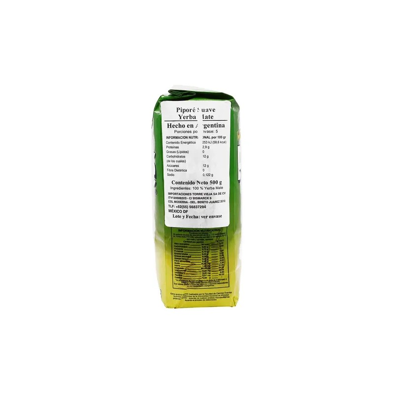 Yerba Mate Pipore con Palo Suave 500g
