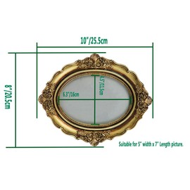 Bitray Vintage Picture Frame 5 x 7 Inch Oval Elegant Antique Photo Frames with Glass Front, Light Bronze Tabletop Display