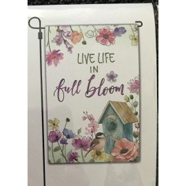 Unbranded NEW Spring Live Life In Full Bloom GARDEN FLAG 12” x 18” Bird Flowers