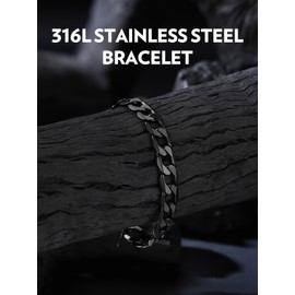 Bandmax Cuban Link Bracelet, Stainless Steel Wrist Chain for Mens, 7.5/8.3/9 Inch