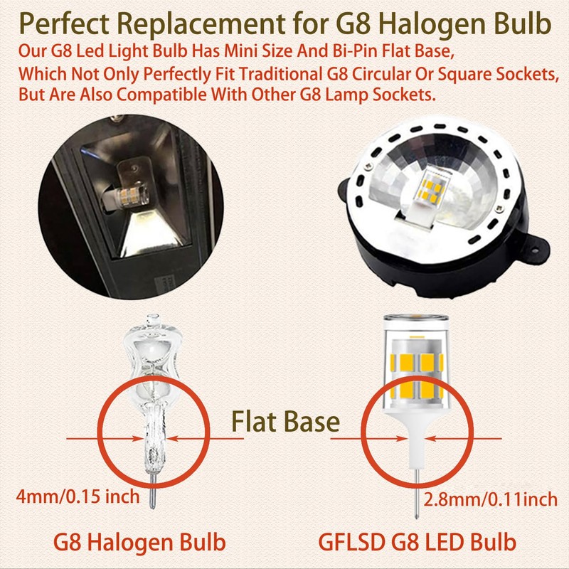 G8 Led Bulb,T4 3W Replacement for 20-25W Halogen Bulb,Warm White