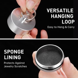 Aphlos Aluminum Mini Traveling Jewelry Holder Storage with Easy-Access Clasp, Compact Safe Storage for Rings, Necklaces, Earrings - Convenient for Traveling, Removable Soft Pads for Pills