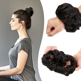 Hair Extensions Hairpiece Bun Dark Chestnut Brown Hair Scrunchie Elastic Band Updo Hairstyles Like Real Hair Extensions Voluminous Messy Bun Hair Piece Mono Colour 45 g
