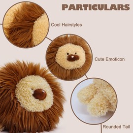 Gisqis Plush Toy Lion Curly 18 Inch Giant Lion Plush Toy Cushion Super Soft Plush Toys Baby Lion Plush Toys Kawaii Safari Animals Toy Cute Birthday Gifts for Children Girls Brown