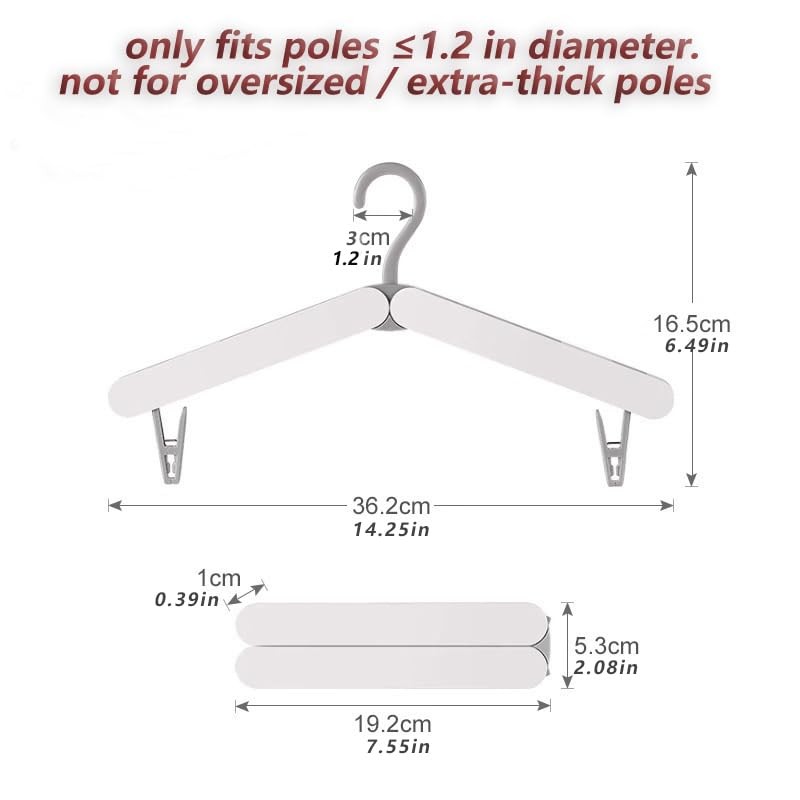 SALLO Foldable Travel Hangers with Clips, 4 Pack Beige