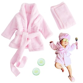 Jastore Newborn Photography Props Bathrobe Outfits Girl Baby Photo Prop Outfit Bathrobe Baby Photoshoot Props Robe (Pink, 0-1 Month)