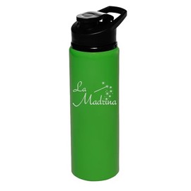 25 oz Water Bottle Sports Travel Mug Gift La Madrina Christening Baptism Godmother (Forest Green)