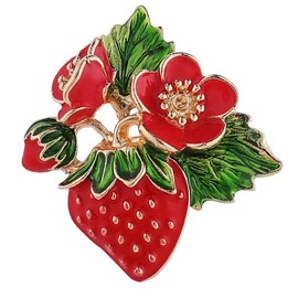 Strawberry Enamel Brooch Red Flower Strawberry Enamel Pin Women Cute Fruit Style Bouquet Lapel Pin Fruit Badges Decoration for Clothing Backpacks Bag