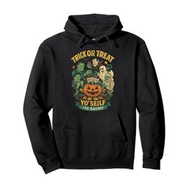 Trick or Treat Yo Self Funny Old School 90's Retro Gym Pullover Hoodie