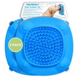 Aquapaw Premium 2-Pack Dog Lick Mat with Suction Cups | Dog Must Haves Slow Feeding Mat for Food, Treats, Peanut Butter | Anxiety Relief Dog Bathing Supplies | Dog Lick Pad - Blue