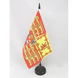 United Kingdom Royal standard Table Flag 5'' x 8'' - UK royal standard Desk Flag 21 x 14 cm - Black plastic stick and base - Drapeau royal Royaume-Uni 1816-1837 AZ FLAG
