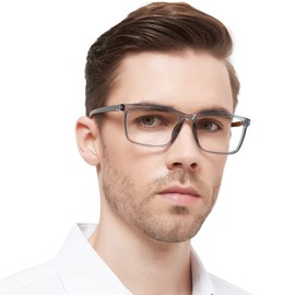 MARE AZZURO Large Reading Glasses 2.75 Men Flexible Square Readers 100 125 150 175 200 225 250 275 300 350 400 500 600 (Grey, 2.75)