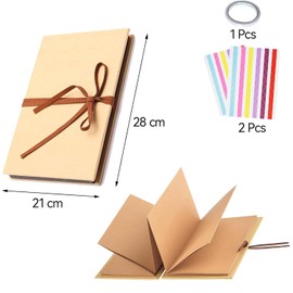 ERBO DIY Photo Album (28 x 21 cm), Accordion Fold Scrapbook Scrapbook Photo Book Can Be Used as a Graduation Gift, Birthday Gift, Wedding Anniversary Gift (34 Pages, Light Brown)