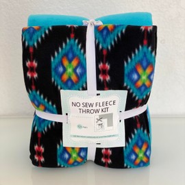 Southwest Heirloom Weave Anti-Pill Fleece Fabric No-Sew Throw Kit (72"x60")