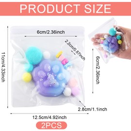 2pcs Cat Paw Squeeze Toys, Soft Taba Cat Paw Squishy Fidget Toys Kawaii Cat Paw Stress Lowering Sensory Toys Perfect Squeeze Toys and Gifts for Home Office Relaxing(Blue-Purple Smooth)