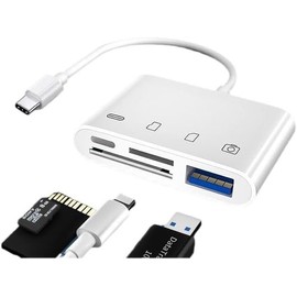 USB C SD Card Reader, 4 in 1 USB-C to Camera Memory Card Adapter with Charging Port, USB 3.0 Female OTG Adapter for Pro MacBook Pro/Air Galaxy and More USB C Devices