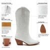 ZXHYZLZ White Cowboy Boots for Women - Mid Calf Embroidered