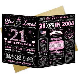 Pusfyeoh Funny 21st Birthday Card for Girls, Pink Happy Birthday Decorations for Her, 21 Year Old Birthday Party Gifts for Daughter Niece, Best Twenty-One Birthday Card for Granddaughter