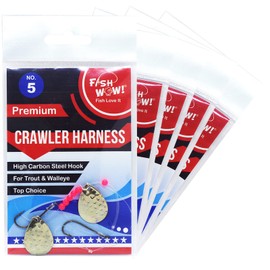 5pks Fish WOW!® 2-Hook Crawler Harness Walleye Spinner Rig #5