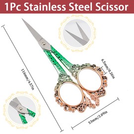 SUNNYCLUE 1 Piece Embroidery Scissors Sharp Small European Scissors Antique Vintage Style Stainless Steel Plum Blossom Sewing Scissors for Fabric Thread Crafts Cutting Craft Supplies DIY Tool Scissors