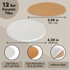 12 Round Unglazed Ceramic Tiles for Crafts with 12 Cork