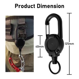 Retractable Heavy Duty Badge Reel: 2 Pack Extendable Keychain with 23.6'' Steel Cord - Tactical Keyring Lanyard with Clip Hook for Outdoor Work ID Cards - Belt Carabiner Keychain Holder