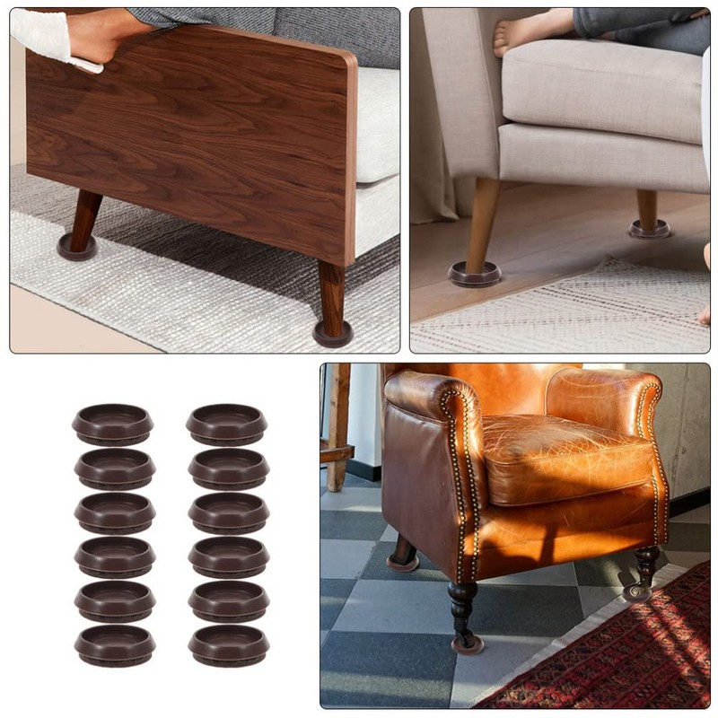 Angoily Furniture Coaster Caster Cups 12 Pack Non-Slip Floor Protectors