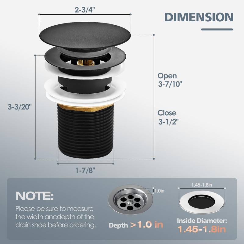 UZLEZ Brass Freestanding Tub Drain, Pop Up Freestanding Tub Drain