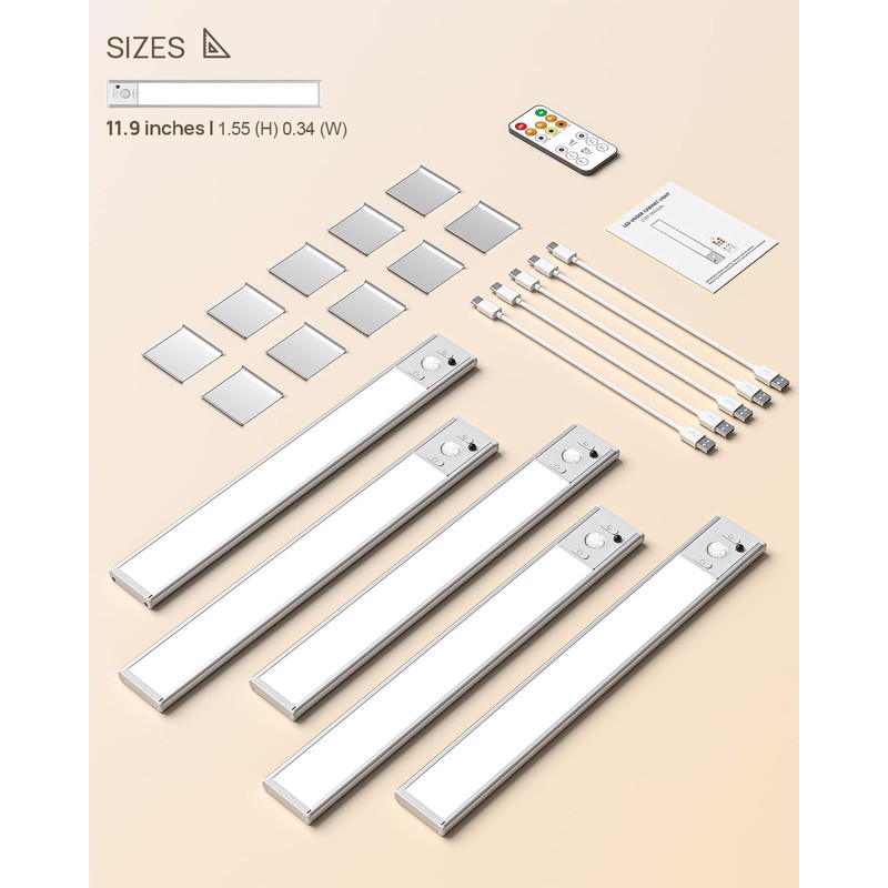 Under Cabinet Lights Wireless,Motion Sensor Light Indoor with Remote Control,2500mAh
