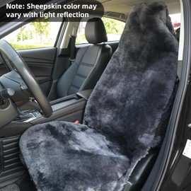Aegis Cover Sheepskin Seat Covers, Genuine Merino Wool Front Car Cover, Luxury Dense Pelt, Universal Fit for Most Cars, SUVs, Trucks, Sedan (Charcoal)