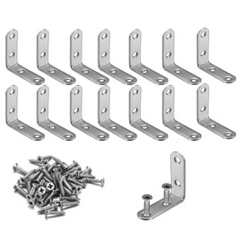 Wdwlbsm 14 PCS Stainless Steel L Corner Brackets Heavy Duty Corner Braces 2" x 2" x 0.63", 4 Hole 90 Degree Joint Right Angle L Shape Bracket for Wood Cabinets Furniture
