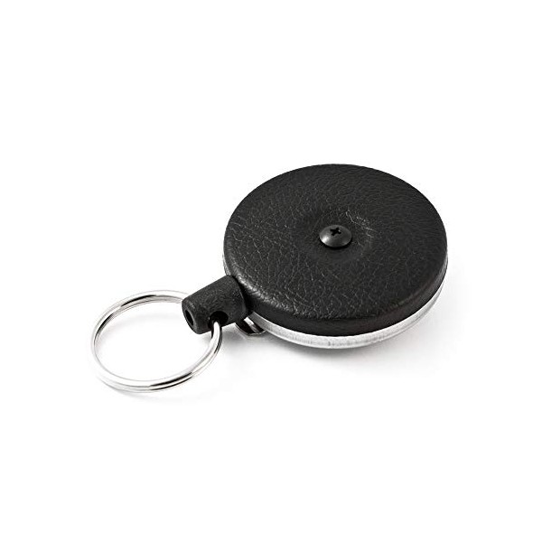 KEY-BAK Original SD Retractable Keychain with a 36" Retractable Cord, Black Front, Steel Belt Clip, 13 oz. Retraction, Split Ring