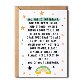 OystersPearl You Are So Important Encouragement & Emotional Support Uplifting Greeting Card - Encouragement Card - Rainbow And Star Card - Funny Card