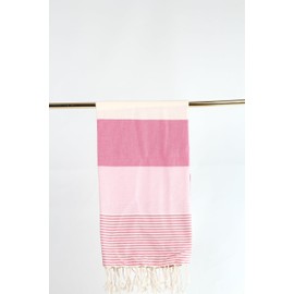 Turkish Beach Towel, Cotton Bath Towel - 39 x 71 Oversize Organic Towel - Quick Dry Turkish Towel for Beach, Pool, Gym, Yoga (Pink/RED)