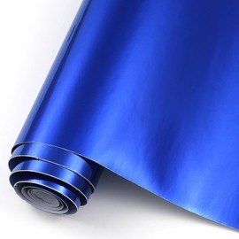 AuMoHall High Gloss Mirror Chrome Blue Car Vinyl Wrap Film Ultra Glossy Blue Scratch Resistant Self Adhesive Vehicle Body DIY Wrapping Roll, 59.84" x 7.87"