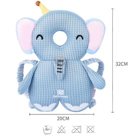 Bebamour Baby Head Guard Baby Sit Me Up Baby Seat Toddler Baby Walking Head Guard Safety Pads, Adjustable Infant Pillow Backpack for Baby Walkers, Elephant