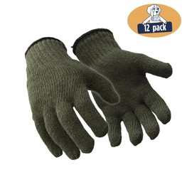 RefrigiWear Ragg Wool Glove Liners (Green, Small/Medium) - PACK OF 12 PAIRS