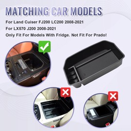 RUNROAD Center Console Organizer Tray Compatible with Toyota Land Cruiser FJ200 LC200 2008-2021 / Lexus LX570 J200 2008-2021 Accessories, Armrest Tray Middle Console Dividers Storage Box Coin Holder