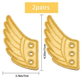 GORGECRAFT 2 Pairs Golden Shoe Wings Shiny Charms Attractive Angel Shoe Decorations Accessories for Daily Sports Style Fashionable Roller Skate High Top Canvas Sneaker Decoration