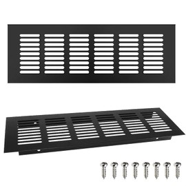 ZDNT 2 pieces ventilation grille, 250 mm, ventilation grille, aluminium ventilation grille, exhaust grille, door ventilation, rectangular exhaust grille, black for ventilation of cupboards and