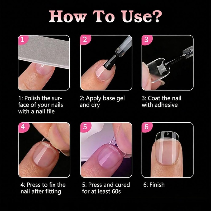 Almond Gel Nail Tips, False Nails, Almond Shape