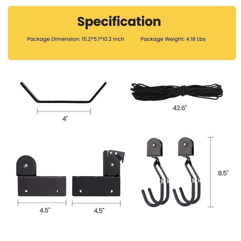VIVOHOME Kayak Hoist 2-Pack, Overhead Garage Storage Pulley System for