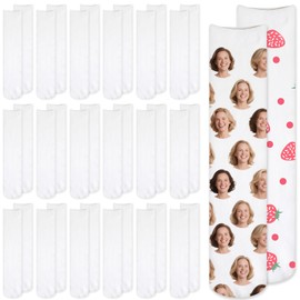 ARKBAODAN 20 Pairs sublimation socks 15.7 Inch Sublimation High Sock blanks adult Football blank socks Printable Athletic Crew Socks