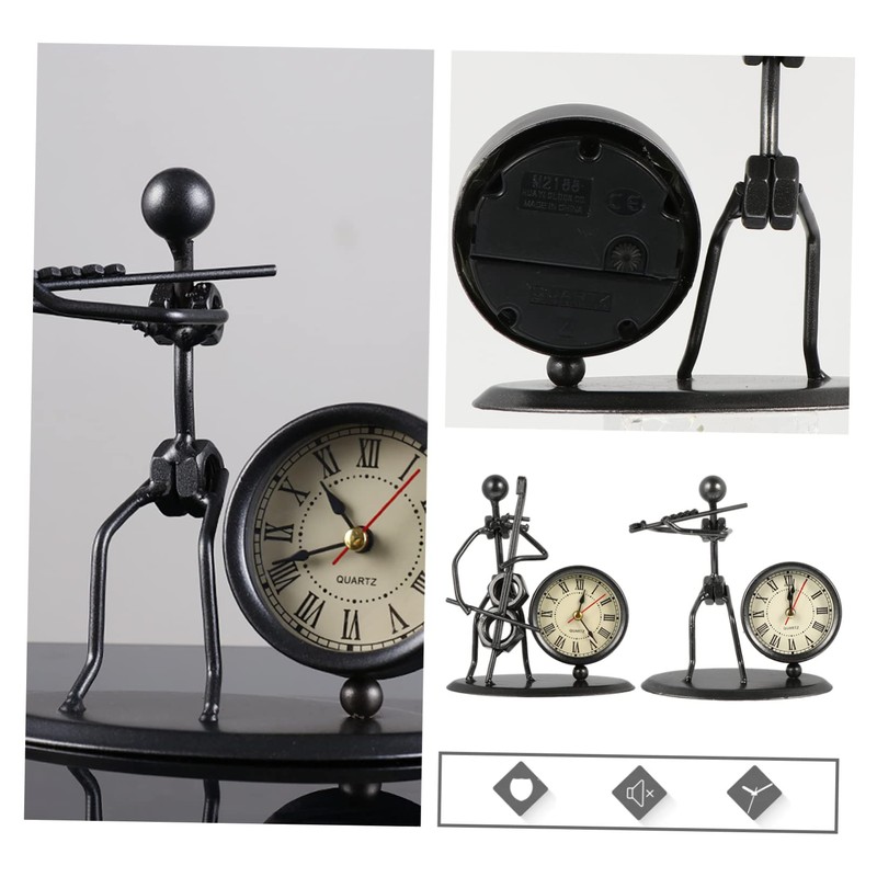 ABOOFAN 2pcs Iron Music Band Clock Shape Ornaments Retro Style