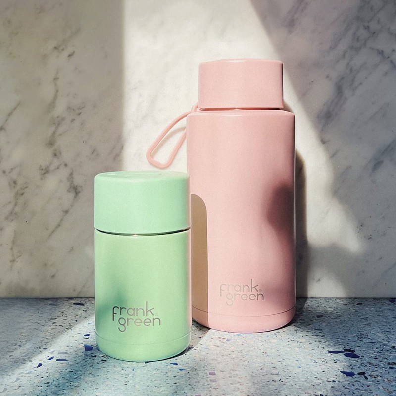 frank green Ceramic Reusable Bottle with Straw Lid, 34oz/1L Capacity