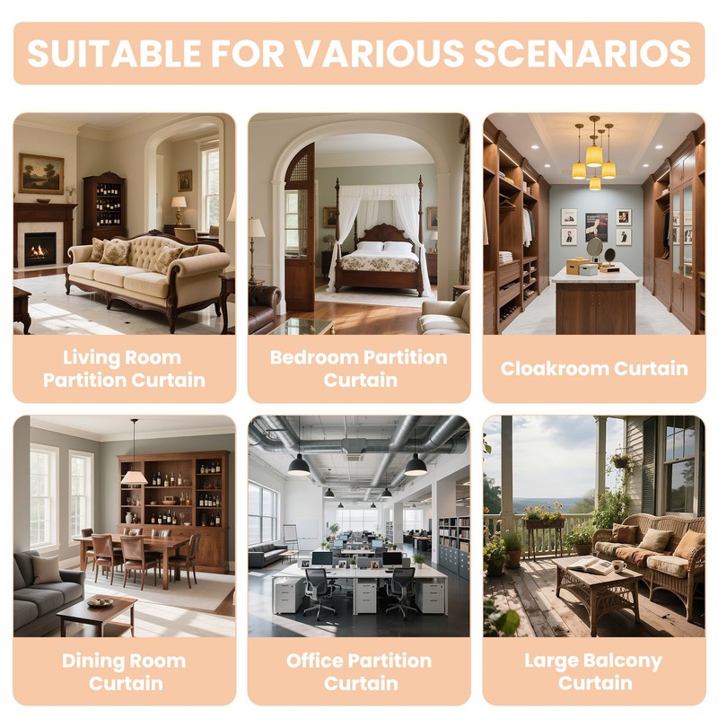 JILRON Accordion Partition Curtain with Ceiling Track - Space-Saving Room