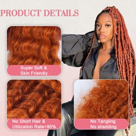 Afro Kinkys Bulk Human Hair 50g/Pack for Mini Twist, Braiding Hair for Dreadlocks, Loc Repair, Twists, Dreadlock Extensions Ginger Orange Human Braiding Hair #350 16 Inch